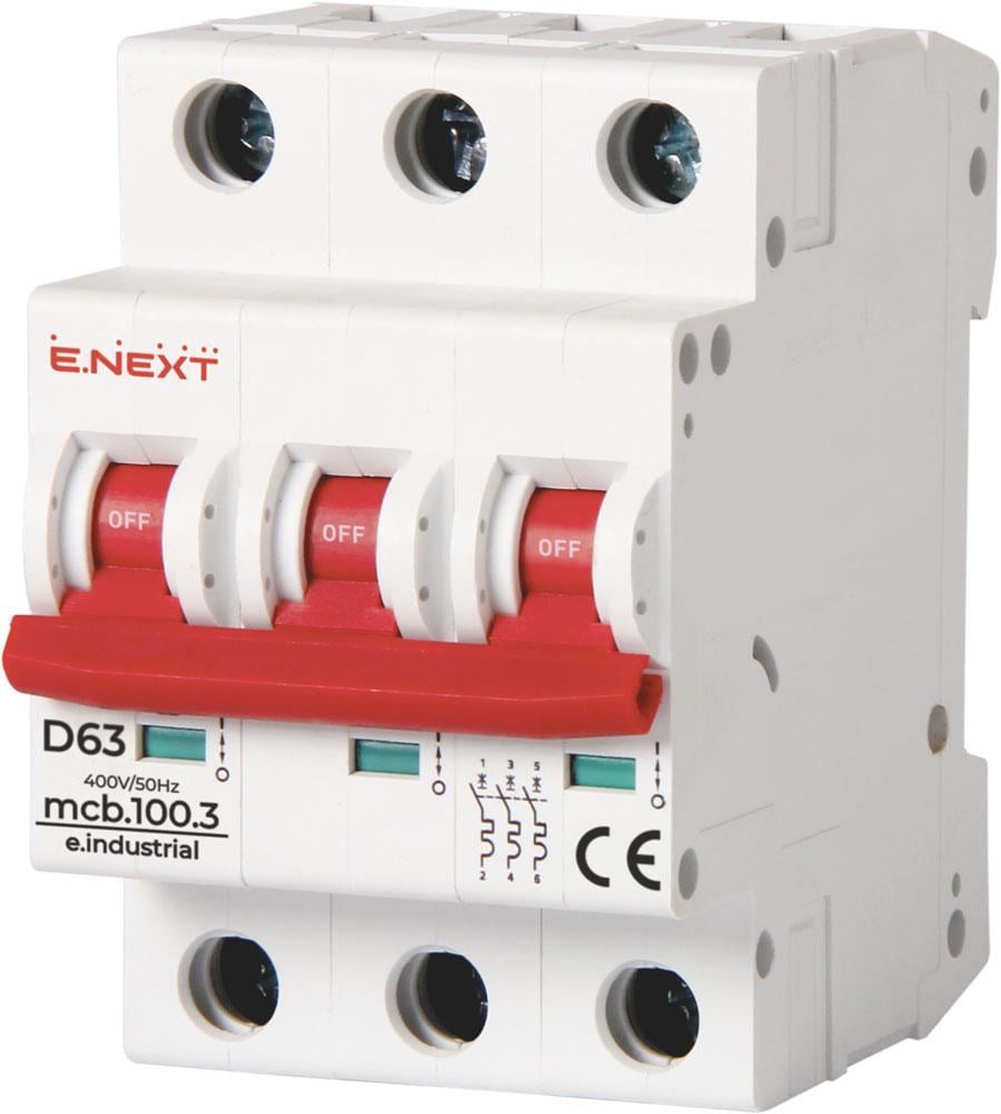 Автоматический выключатель E.NEXT e.industrial.mcb.100.3.D.63 3р 63А 10кА D (i0200009)