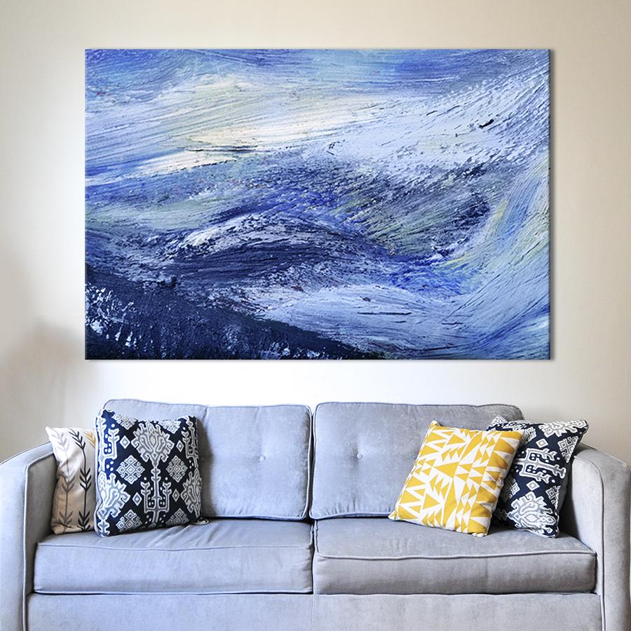 Настінний декор картина на холсті для інтер’єру Абстрактне море 80x54 см (10-1)