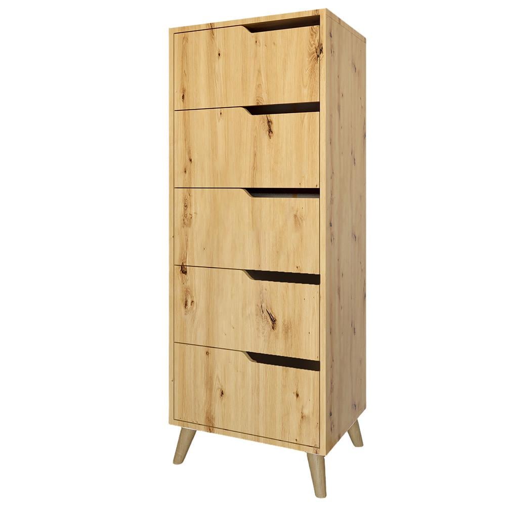 Комод высокий М-Зон Борн 500 5 ящиков с ножками в цвете Орех светлый Дуб Артизан (MZN-031108)