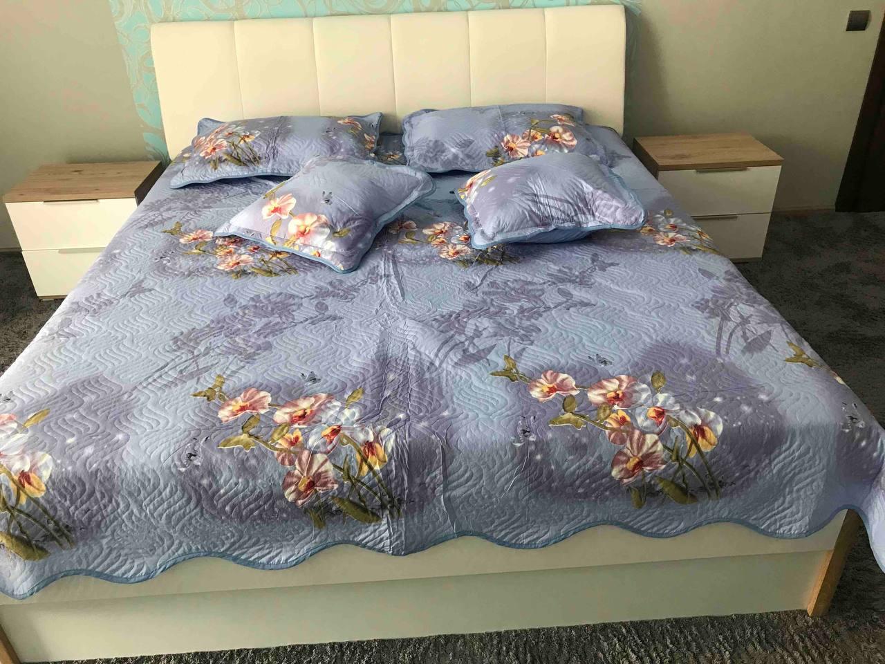 Покрывало евро 220х240 см с наволочками 2 шт. 50x70 см/2 шт. 50x50 см Синий (П4К-Al-pokr4-0010)