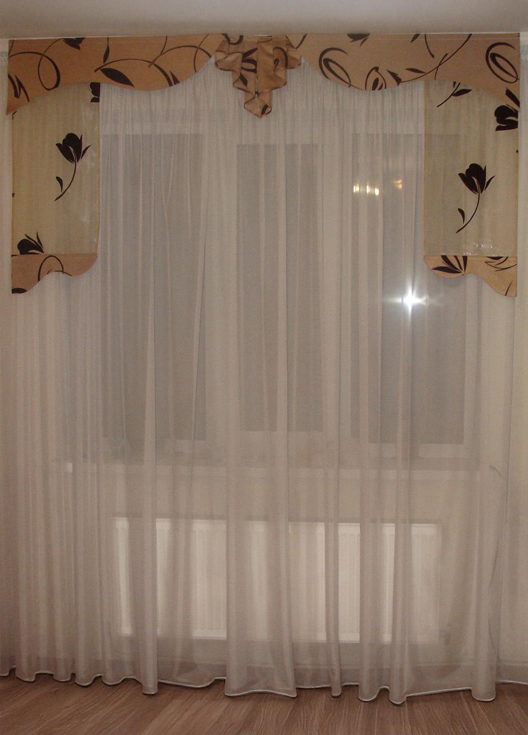 Ламбрекен жесткий Firanka Каскад Flowers 2 м Песочный (122_7ж)