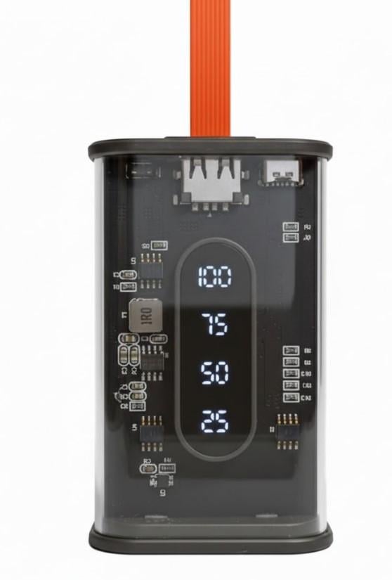 Повербанк з LED-дисплеєм і прозорим дизайном 10000 мАг Чорний (2104618814) - фото 1 Повербанк з LED-дисплеєм і прозорим дизайном 10000 мАг Чорний (2104618814) - фото 1