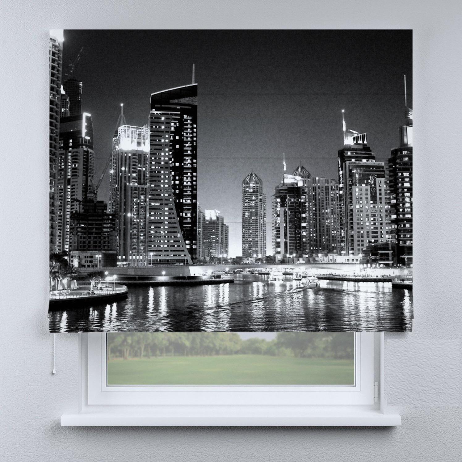 Римская штора Веревочный карниз Wenster ДВ 15-15-10 Город Black&White 215х170 см Черный (6160187)