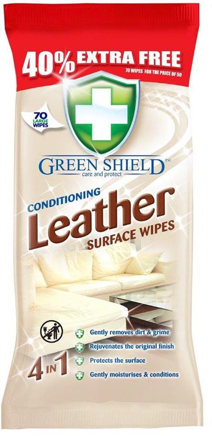 Салфетки для кондиционирования и защиты кожаных поверхностей Green Shield 70 шт.