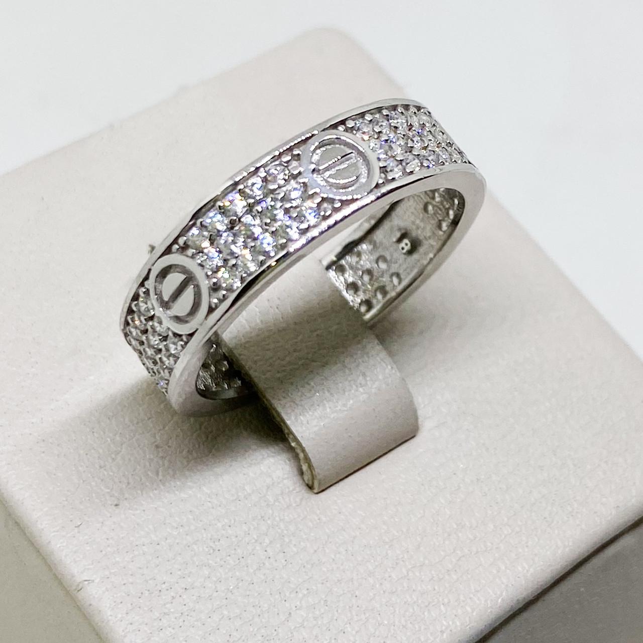 Кольцо серебряное Картье с кубическим цирконием р. 18,5 3,3 г (1815031230)