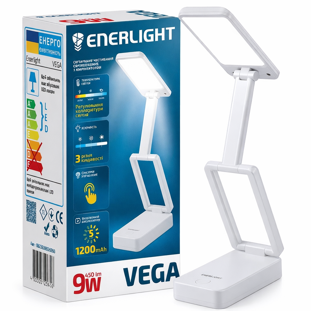 Настольный светильник LED с аккумулятором ENERLIGHT VEGA 9 Вт 450 Лм (ML-05446)