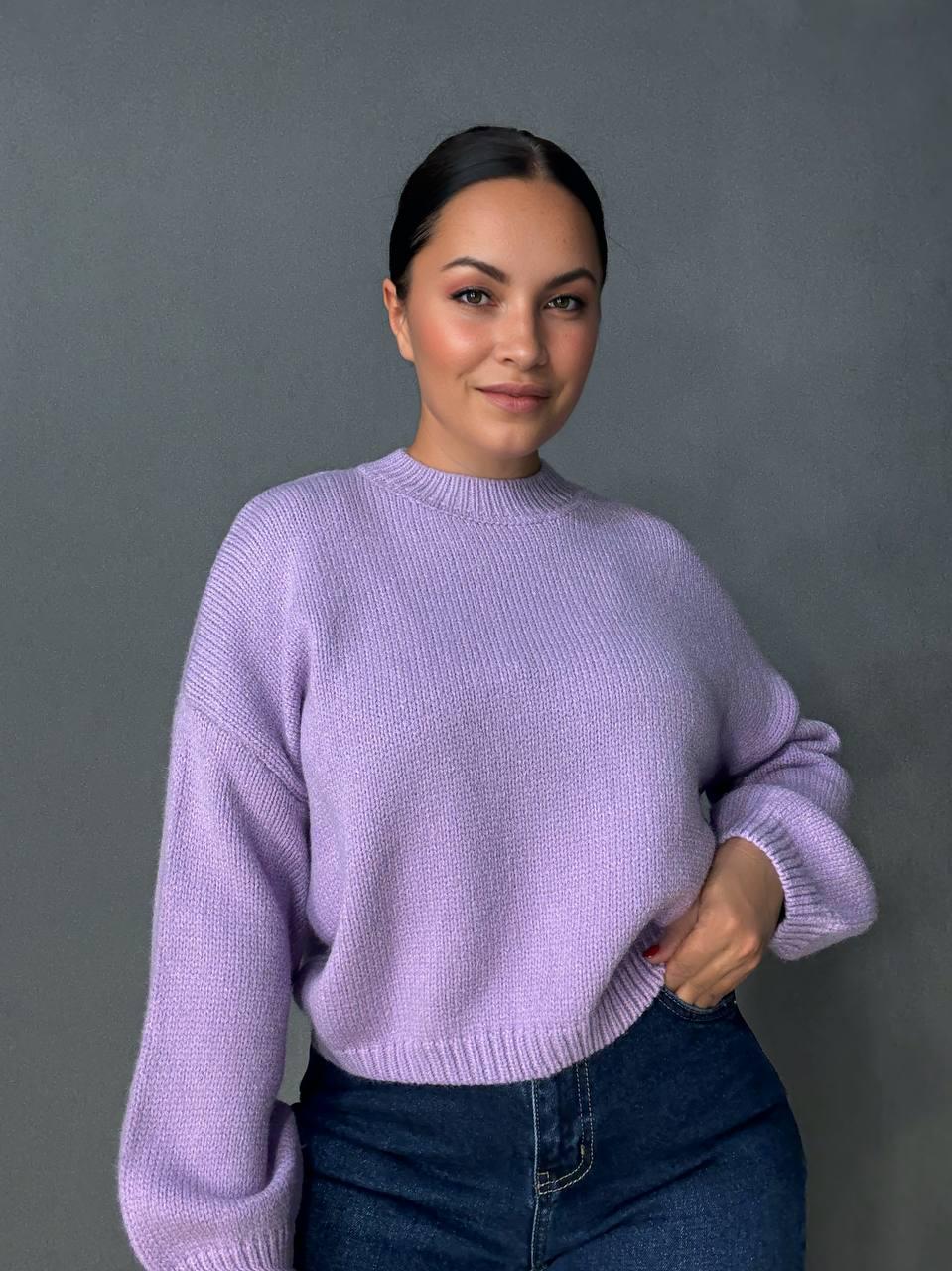 Светр жіночий Fancy Matinee 539 оверсайз однотонний OS Бузковий (5308) - фото 9