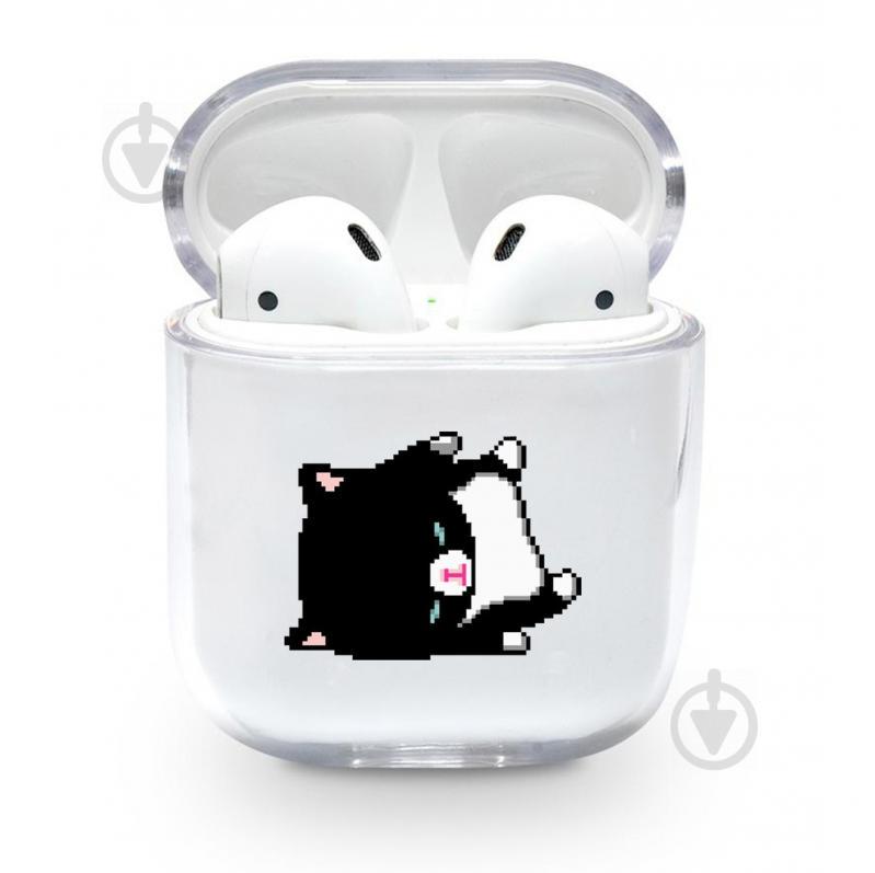Прозорий силіконовий чохол Apple AirPods з малюнком - Cat (KAP1141)