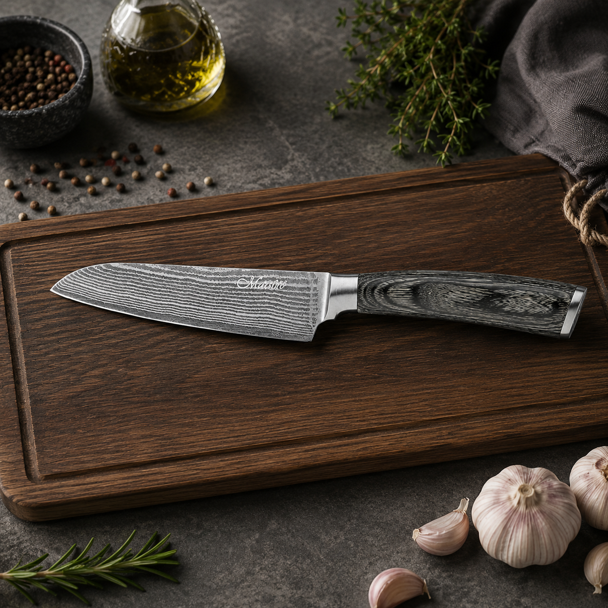 Нож Santoku Maestro MR-1482 Damascus 5" дамасская сталь 12,5 см