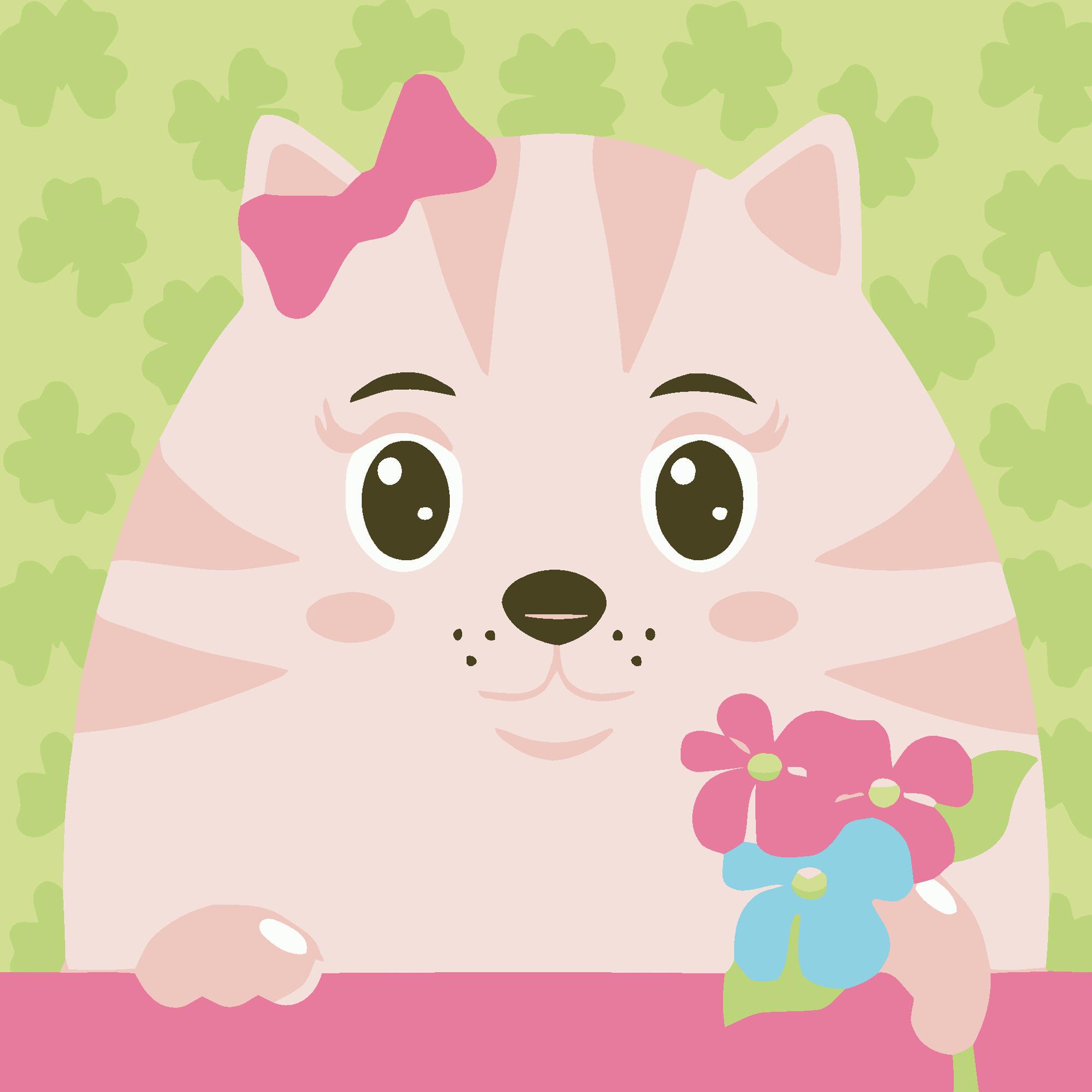 Картина по номерам Strateg Котенок с цветками 20x20 см (Str-HH7064)