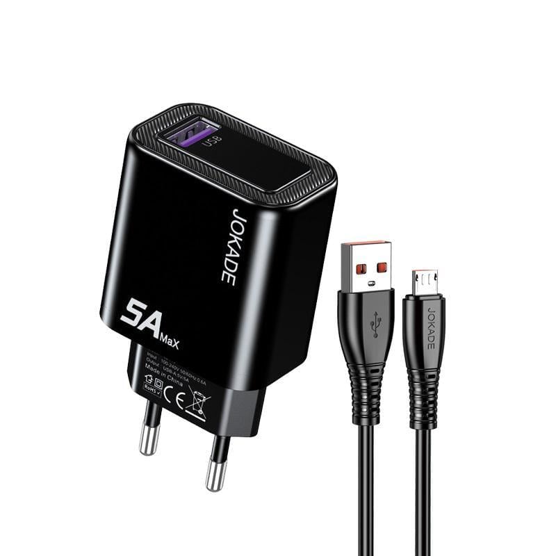 Мережевий зарядний пристрій Jokade JB141 1USB/5A та кабель Micro Чорний (844764)
