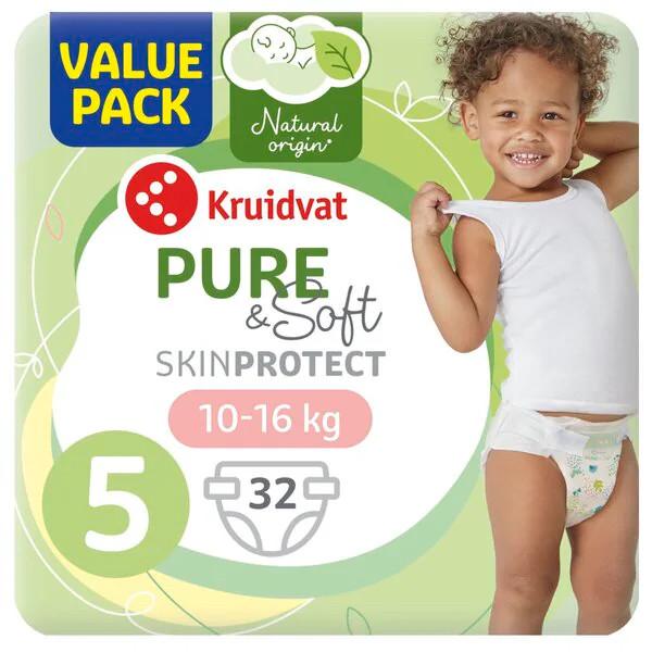 Подгузники Kruidvat pure&soft 5 10-16 кг 32 шт.