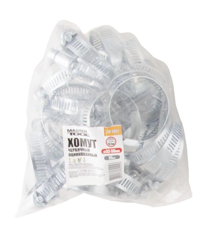 Хомут черв'ячний MasterTool GM American type 12,7 мм Ø 32-50 мм 25 шт. (20-1961)