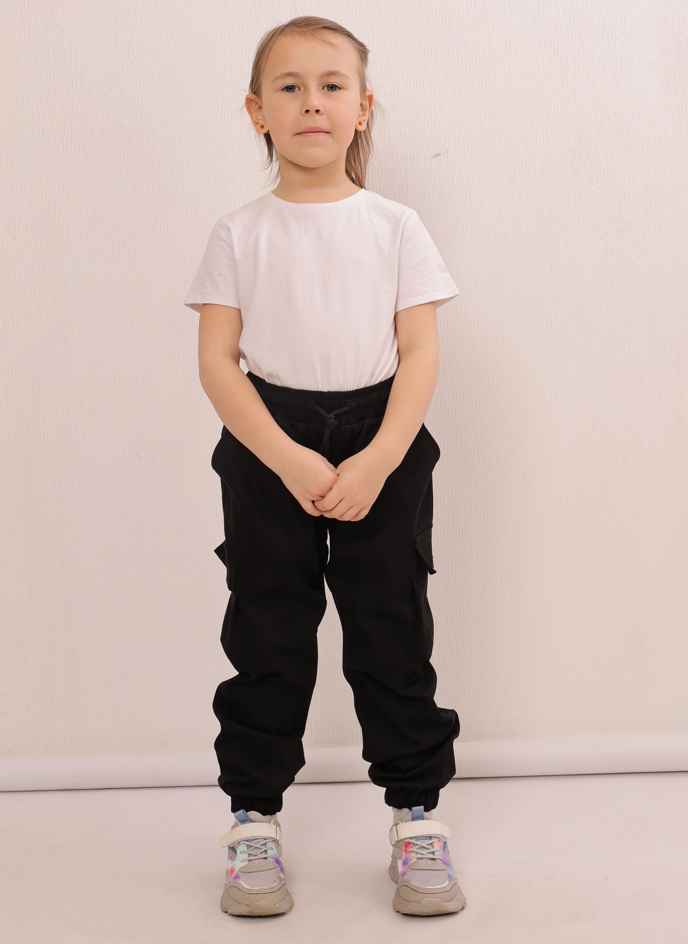 Штаны-джогеры детские на девочку демисезонные летние хлопковые р. 146 Черный (джчорні-146д) - фото 2