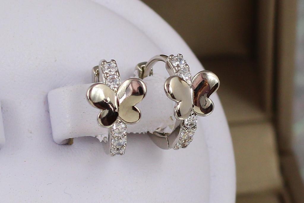 Серьги Xuping Jewelry Бабочка на стебельке из фианитов 1,3 см Серебристый