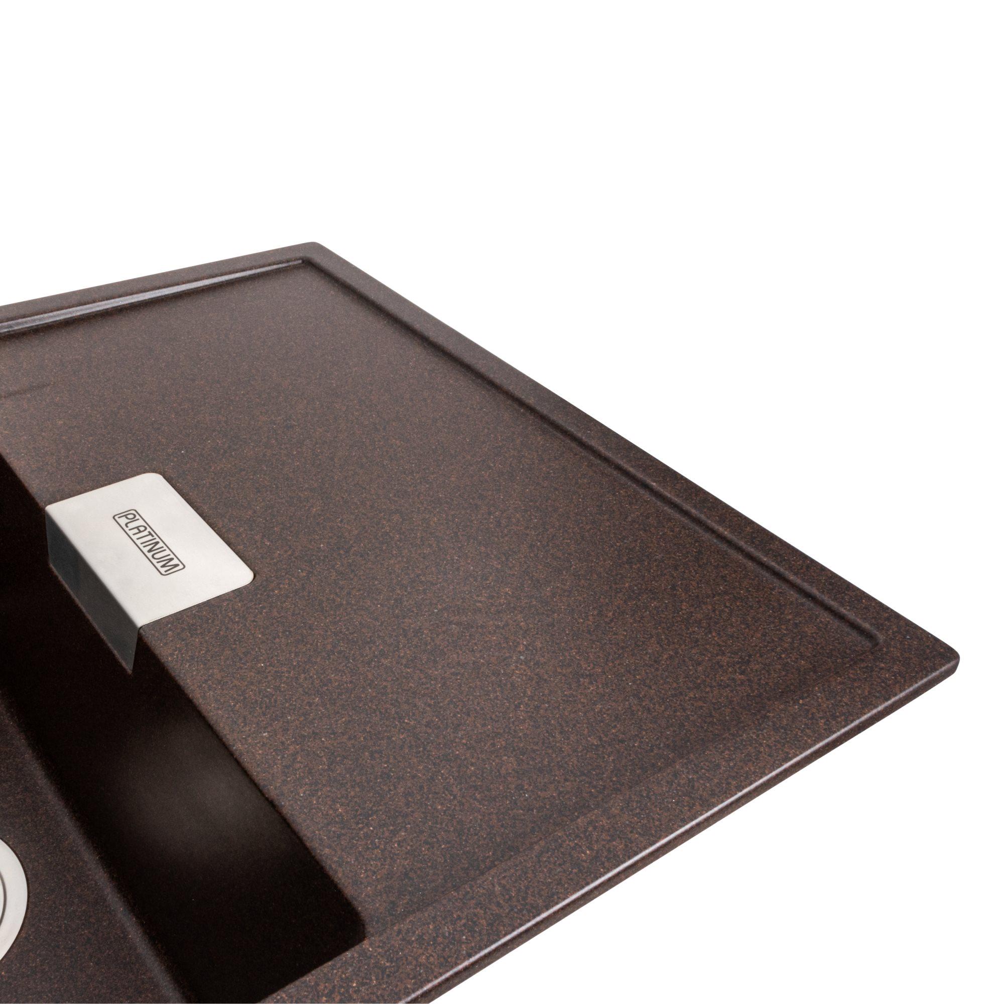 Мийка для кухні гранітна Platinum 8650 DIAMOND матова Шоколадний - фото 3 Мийка для кухні гранітна Platinum 8650 DIAMOND матова Шоколадний - фото 3