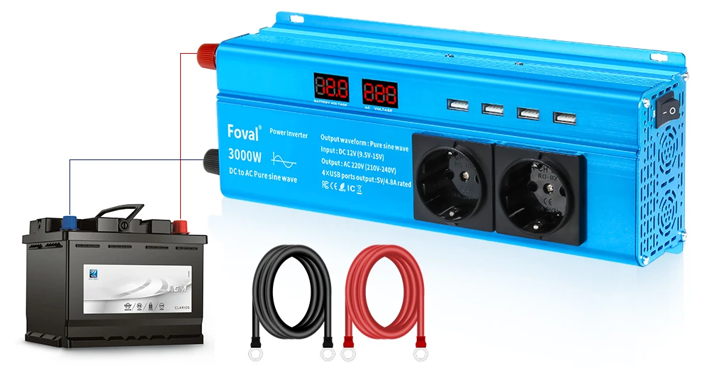 Инвертор чистый синус 12-220В 3000 Вт (27342938) - фото 7 Инвертор чистый синус 12-220В 3000 Вт (27342938) - фото 7