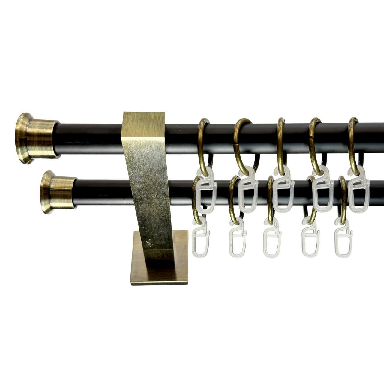 Карниз металлический Orvit Дуо-Дуо антик техно двухрядный 19/19 мм 300 см Черный (000-8143)