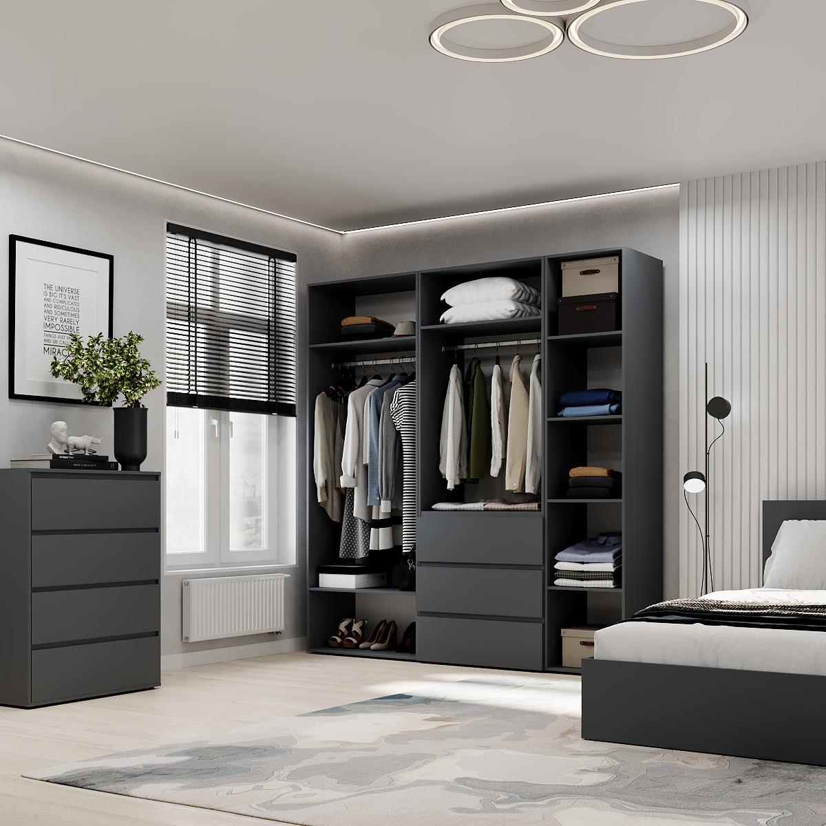 Шкаф распашной комбинированный ART IN HEAD №4 Light 2000x500x2200 мм Графит серый (GALTK047000000) - фото 4