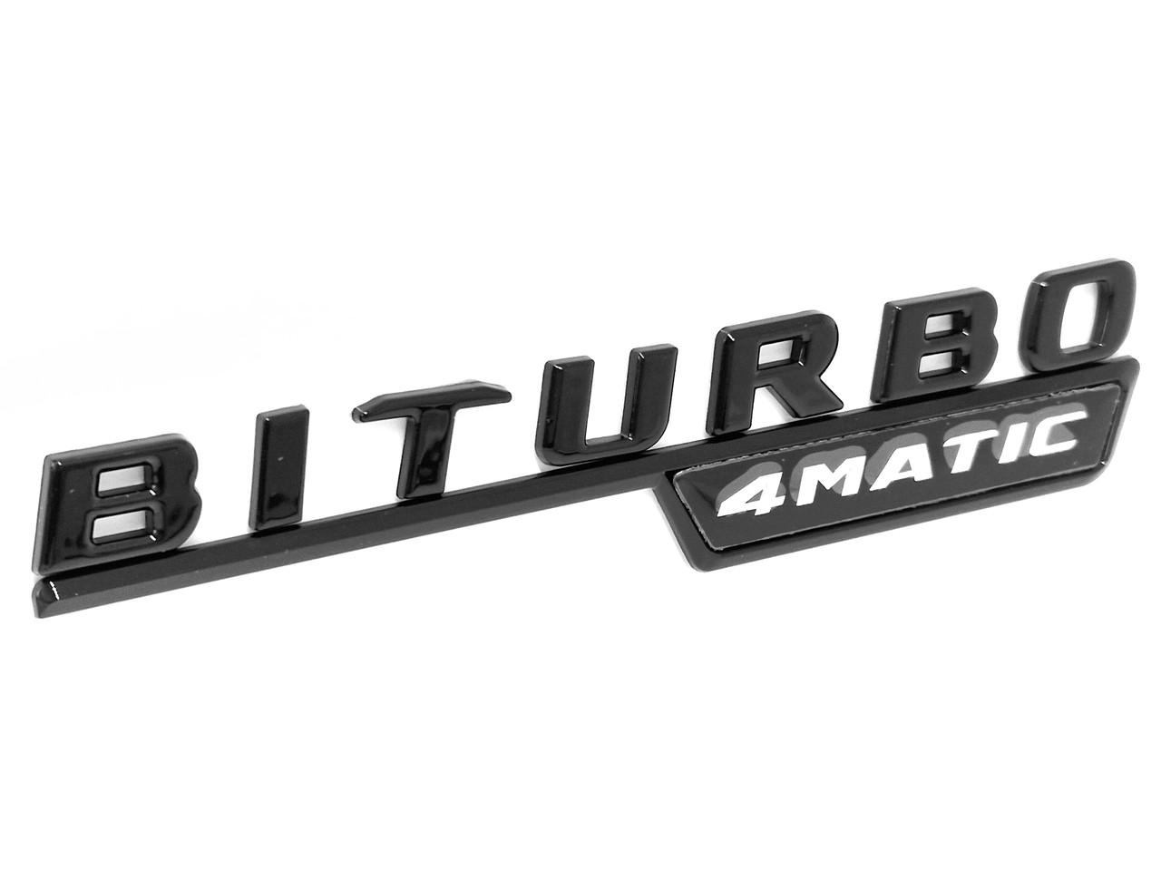 Эмблема надпись Mercedes biturbo 4matic 1 шт. Черный глянец (2430416670)
