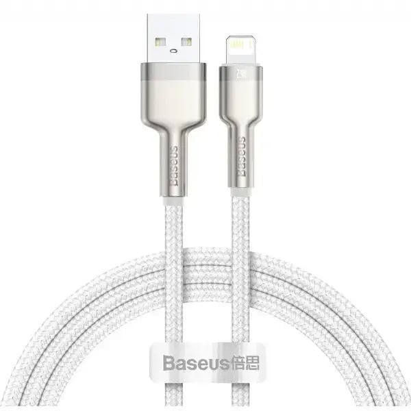 Кабель синхронізації Baseus Cafule Metal Cable USB to Lightning 2,4A 1 м Білий (CALJK-A02)