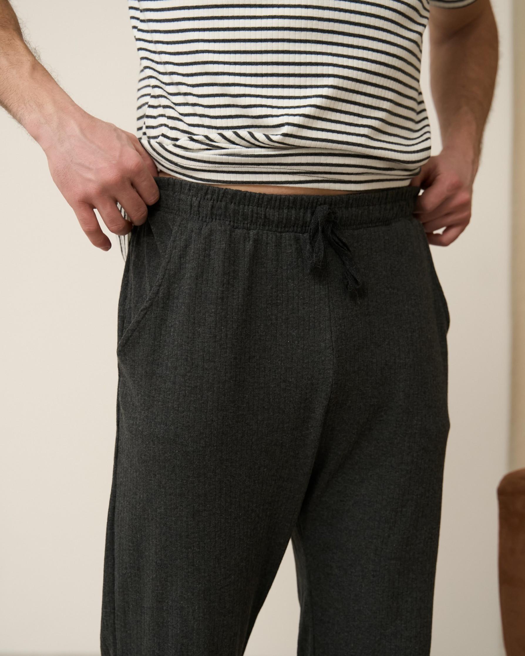 Піжама чоловіча Nicoletta 93511k футболки в смужку і штани в рубчик L Темно-сірий (93511) - фото 3