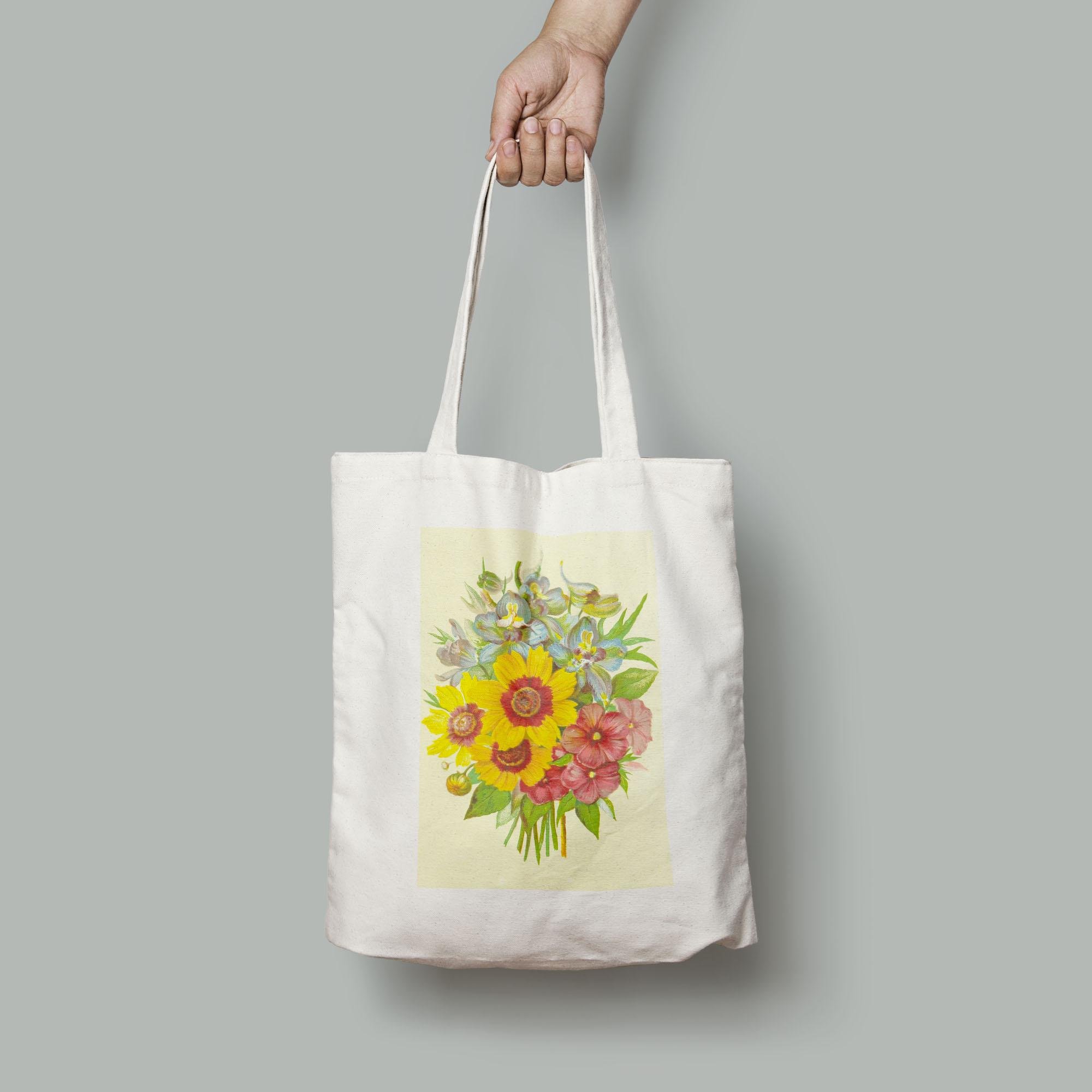 Эко-сумка Винтажный акварельный рисунок цветочного букета шопер (Flowers1916002_Bag)