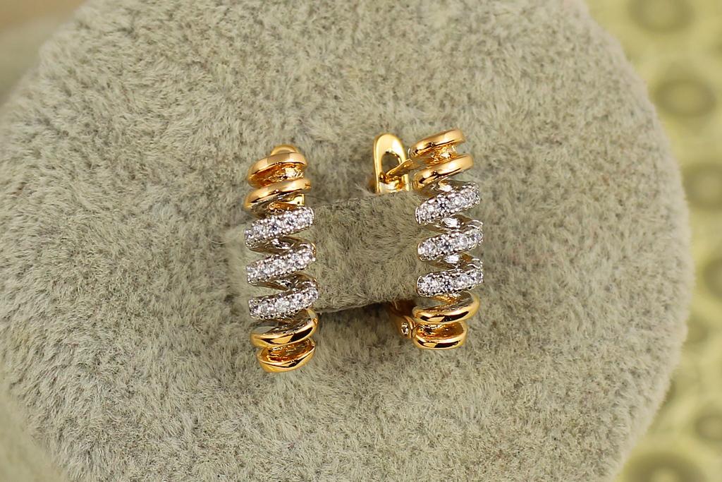 Серьги Xuping Jewelry Пружина с родием 1,6 см Золотистый (30472383)