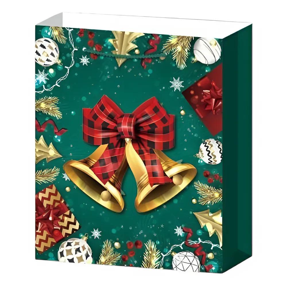 Подарочный пакет Stenson Christmas decorations 3D 3 31х40х12 см Зеленый (R96634-L)