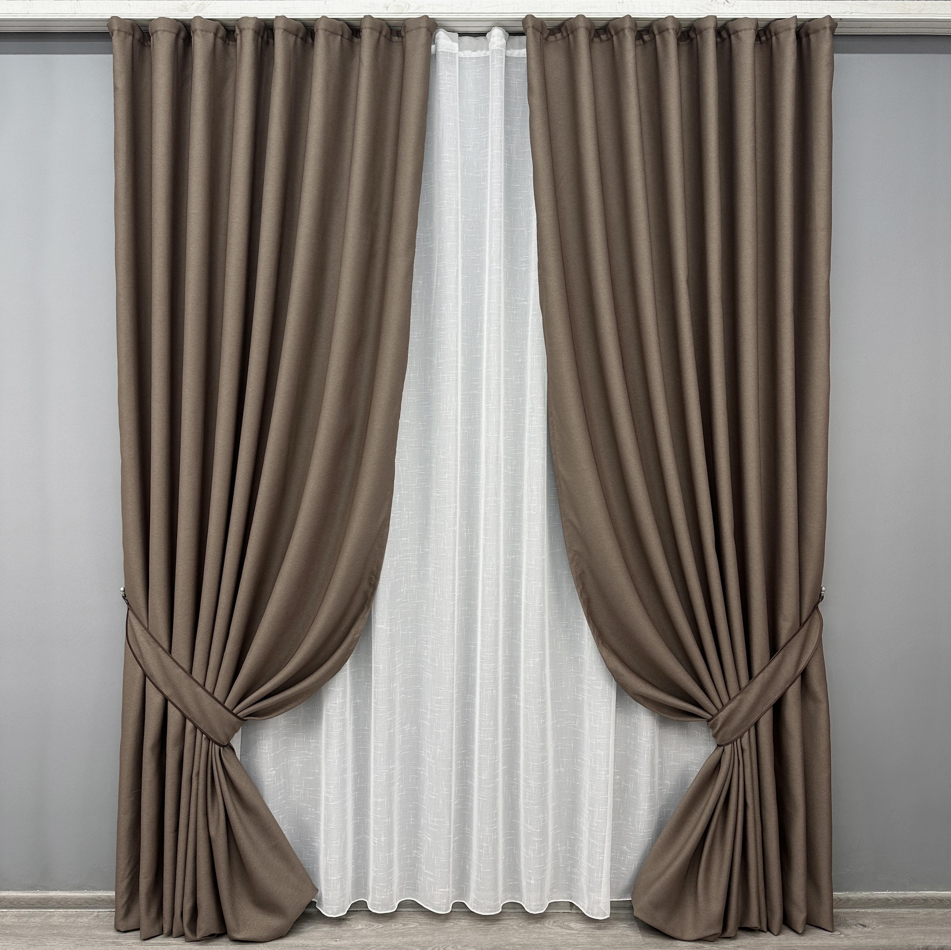 Комплект готовых штор VR-Textil TERRA LUXE №1860ш рогожка 200х290 см 2 шт. Какао (32-194)