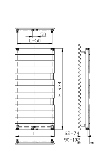 Полотенцесушитель водяной TRINNITY FLAT 450/934 479W Белый (SW-108762) - фото 2 Полотенцесушитель водяной TRINNITY FLAT 450/934 479W Белый (SW-108762) - фото 2
