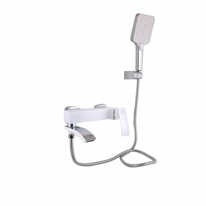 Смеситель для ванны Qtap Swan Cascada с душевым гарнитуром QTSWA260CRW45569 Белый/Хром (SD00051693)