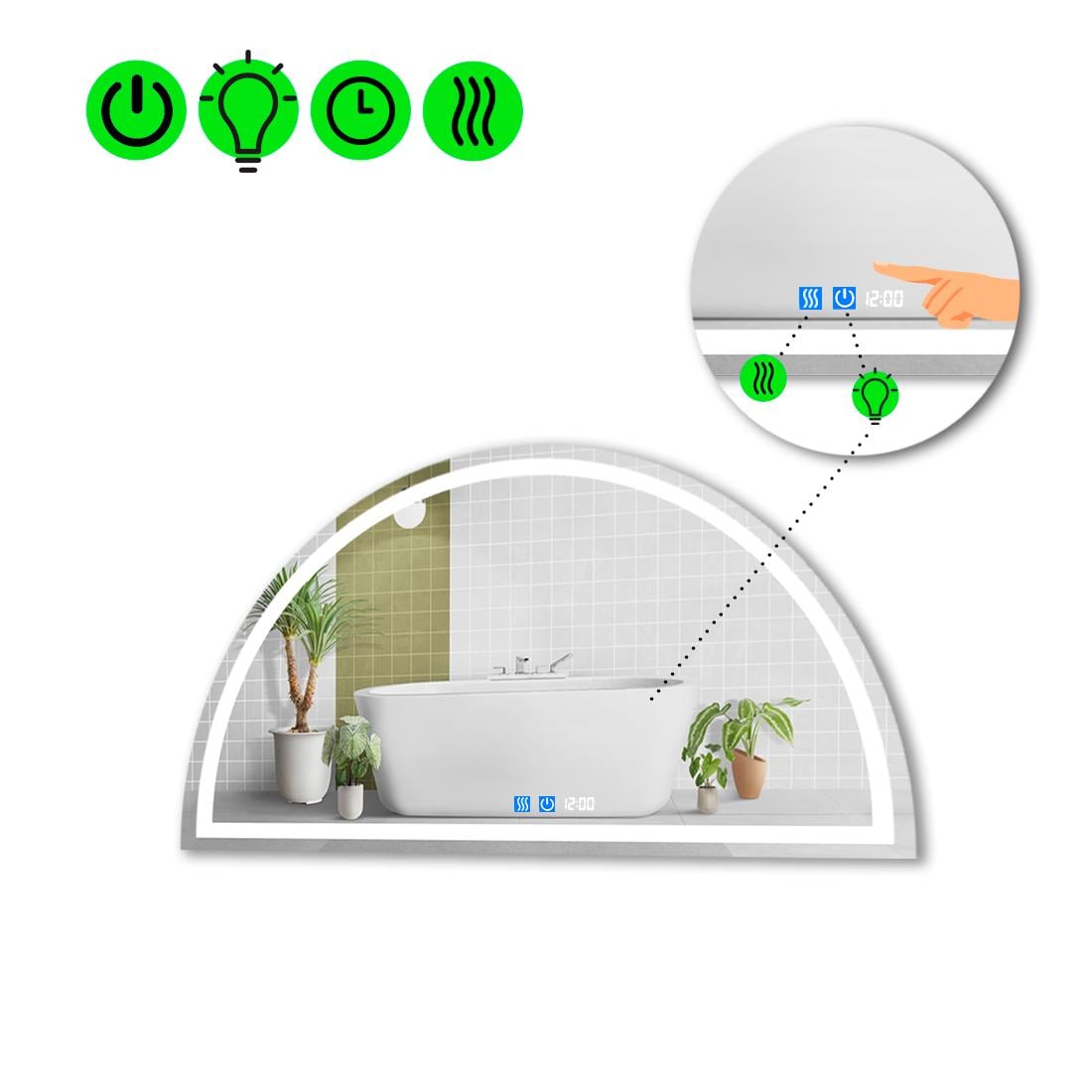 Зеркало с LED подсветкой Cerhio 1 с двумя сенсорами 120x60 см (8737171)