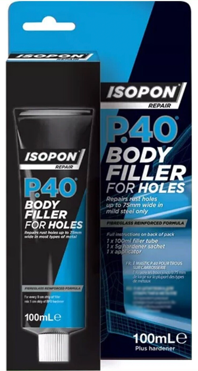 Шпатлевка для ремонта отверстий со стекловолокном ISOPON P.40 Body Filler for Holes 100 мл Шпатлевка для ремонта отверстий со стекловолокном ISOPON P.40 Body Filler for Holes 100 мл