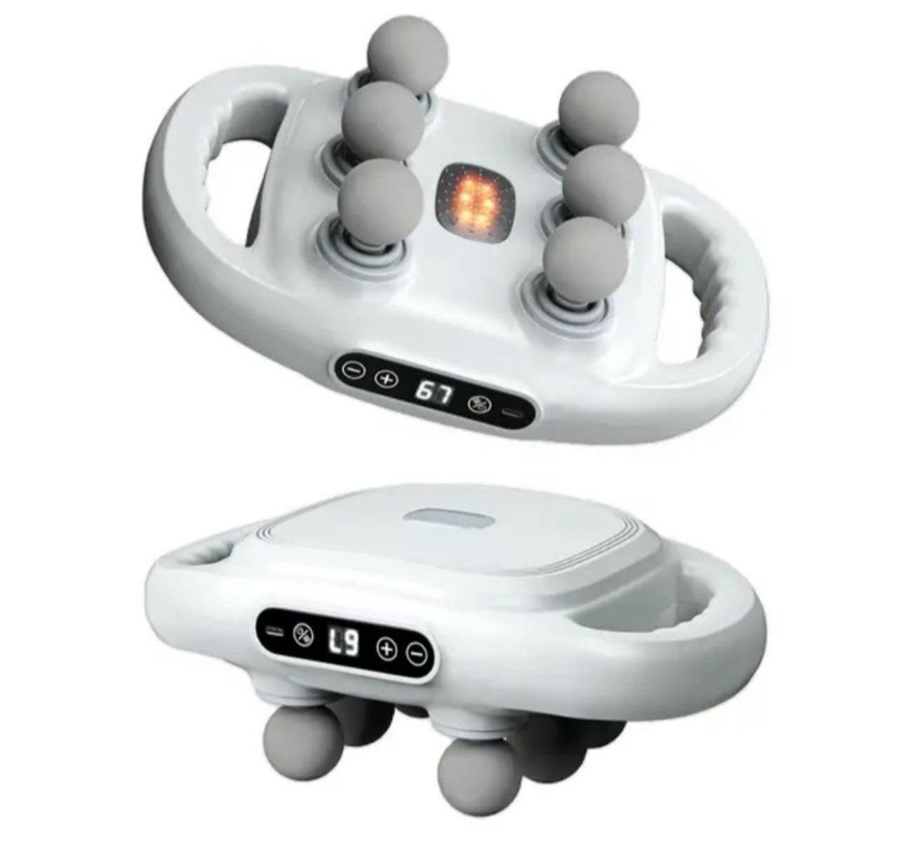 Массажер перкуссионный для тела 6 головок на 20 скоростей и 9 режимов Белый (Wh-33225) - фото 2