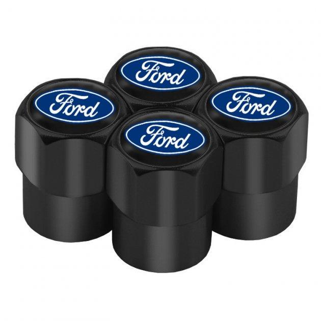 Набор колпачков на ниппель для автомобиля SUNROZ Caps Short Ford 4 шт. Black