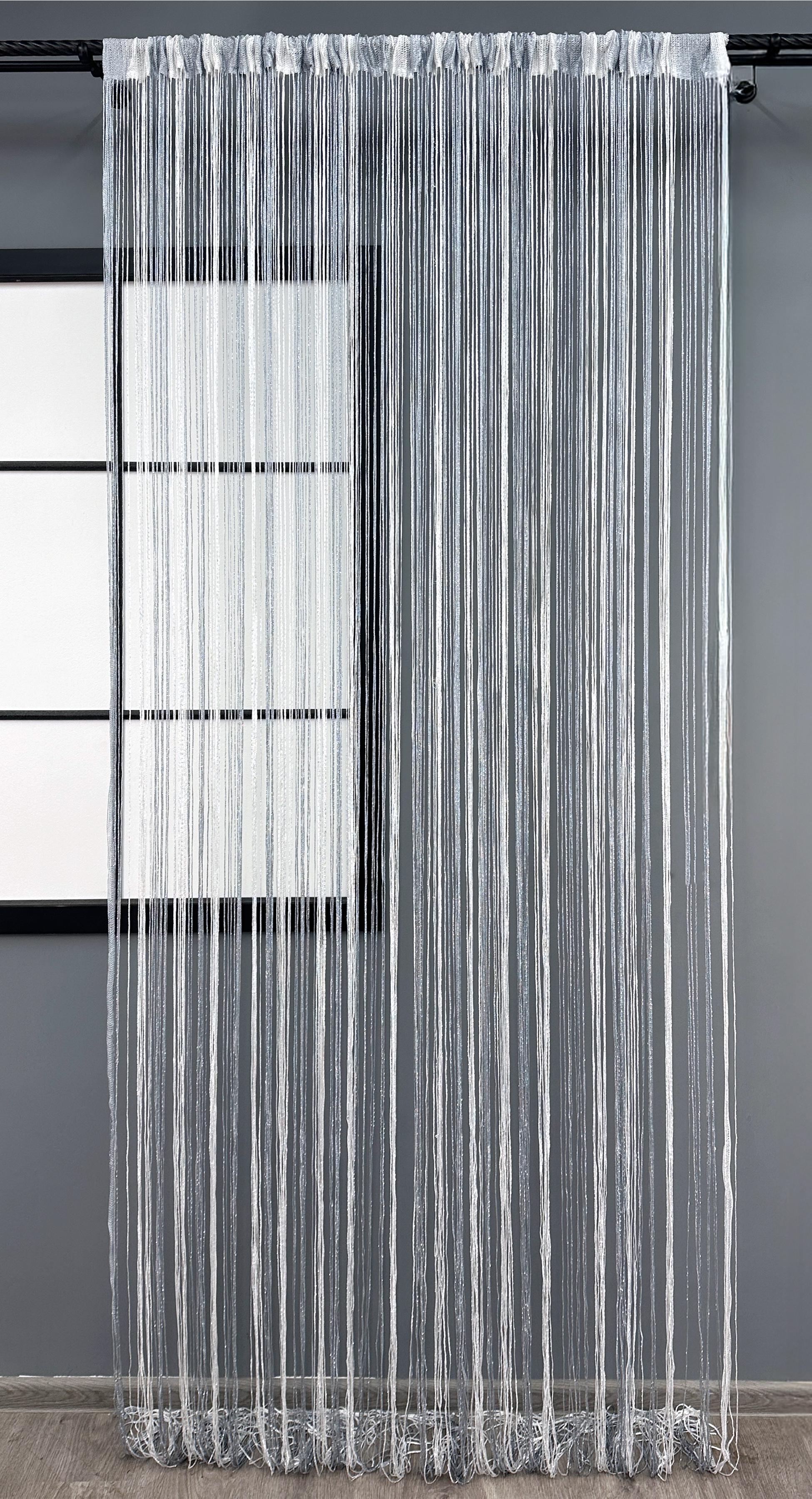 Шторы-нити с люрексом 300х300 см Белый/Серый (61-106) - фото 2