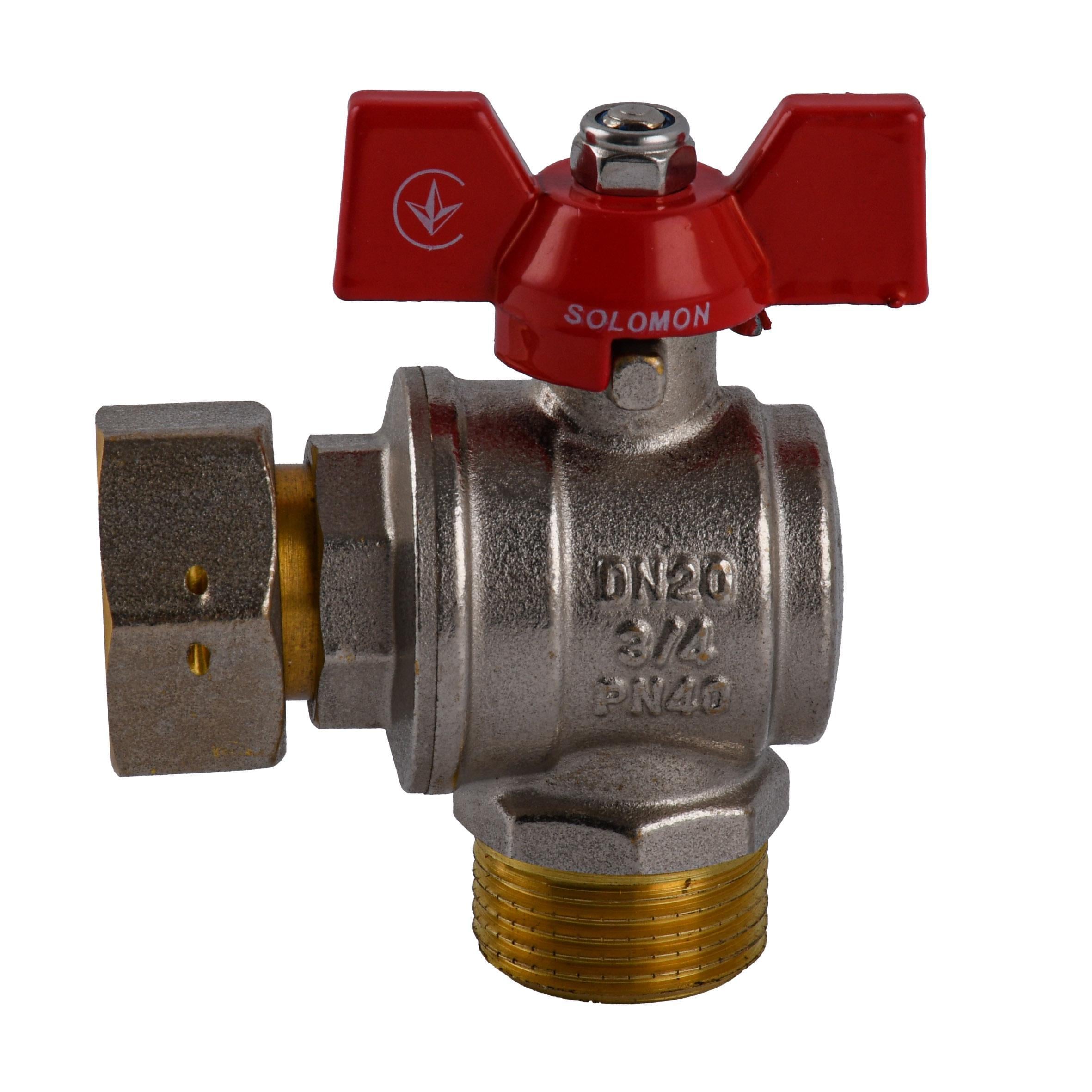 Кран шаровый угловой с накидной гайкой Solomon 3/4″ ЗВ PN40 V4003-S (000031952)