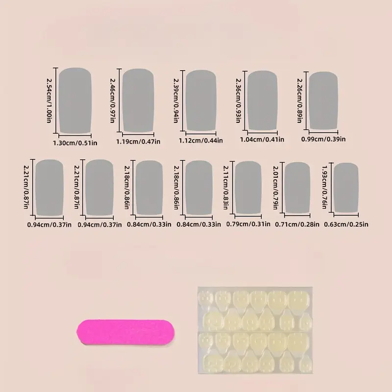 Нігті накладні Веселка квадрат середньої довжини з клейовими стіками 24 шт. Різнокольорові (3000003756) - фото 10