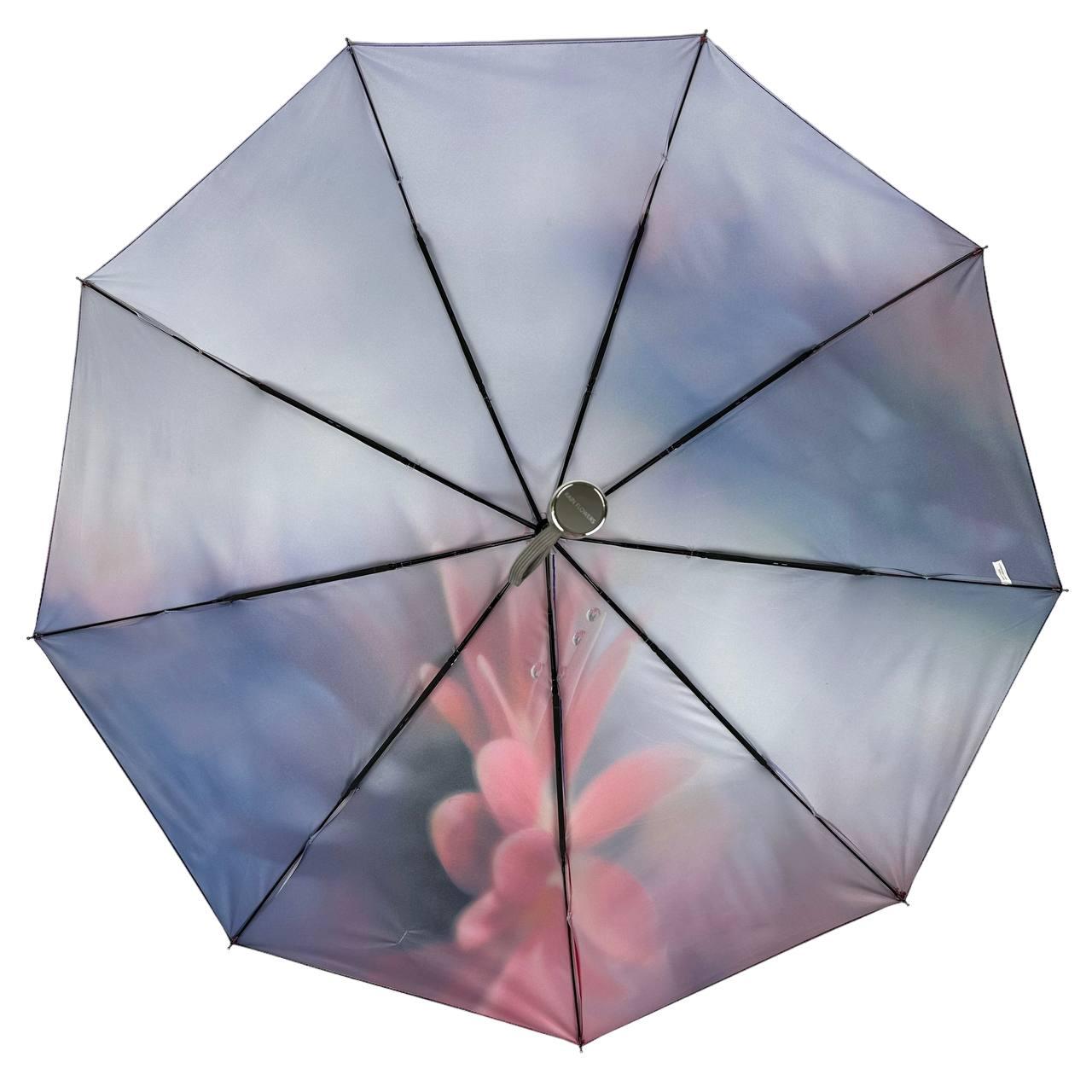 Зонт женский автомат Rain Flower цветочный принт в подарочной упаковке с платком (01030-4) - фото 4