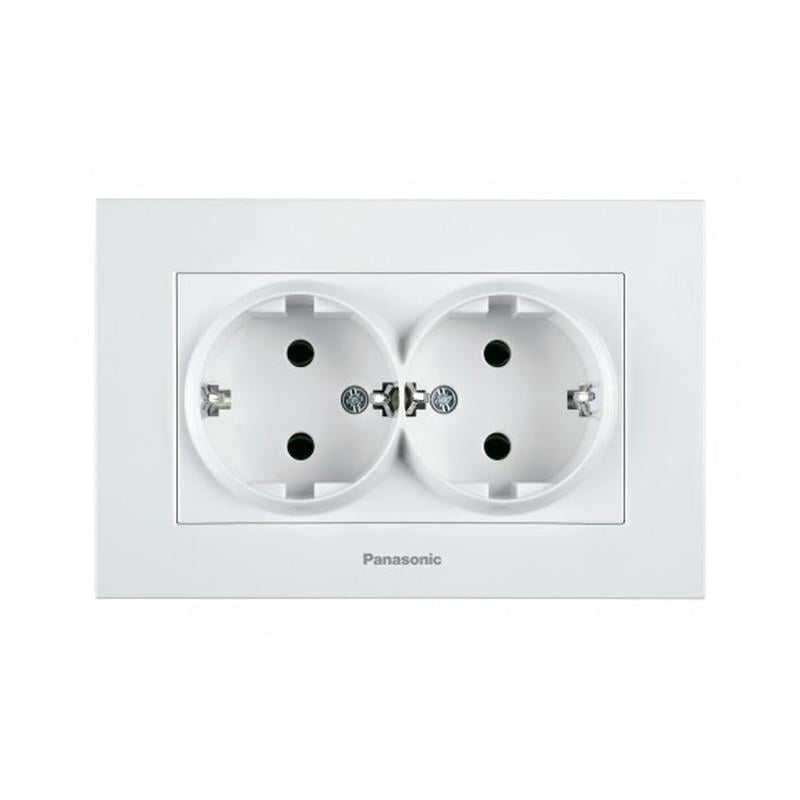 Розетка двойная с заземлением Panasonic Karre Plus 55 ABS Белый (WDTC92052WH-UA1)