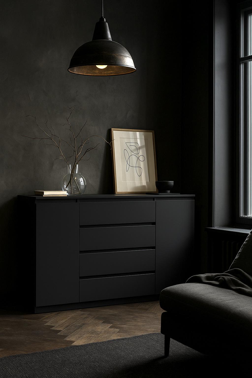 Комод MEBEX на 4 шухляди з боковими тумбами 160х40х100 см Сірий темний (VERTO4B1600DG) - фото 2