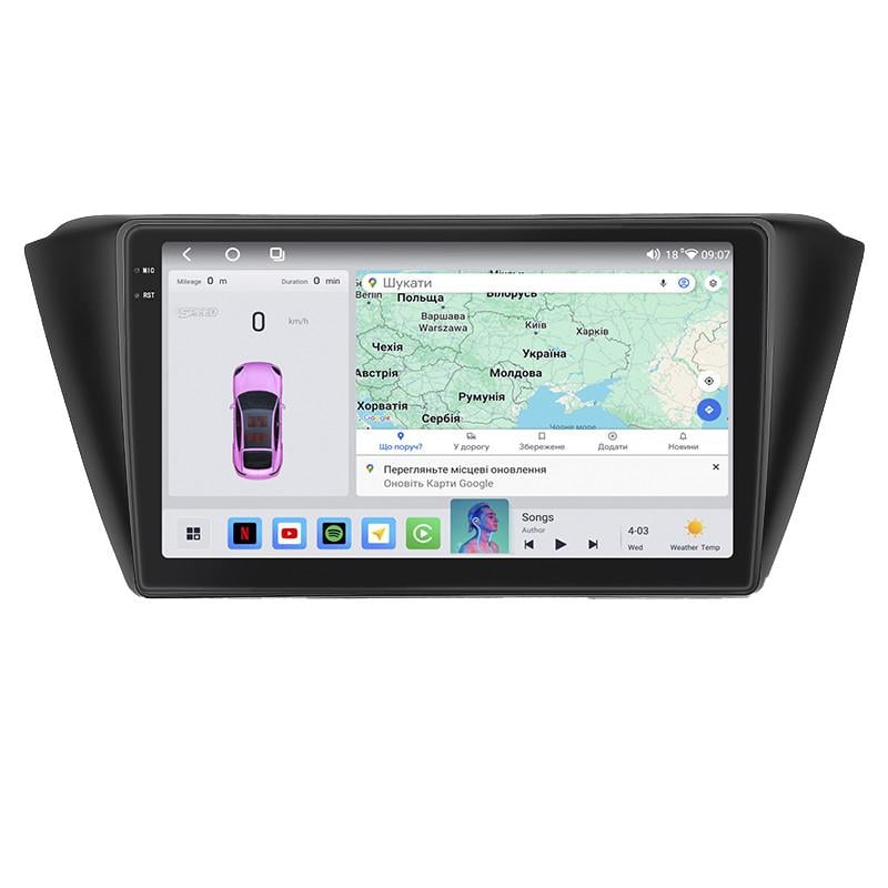 Автомагнітола Lesko для Skoda Fabia III 2014 9" 4/64 QLED CarPlay 4G Wi-Fi GPS 360