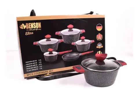 Набор кастрюль BN-338 9 пр. ковшик 1,4 л 2,4 л 4 л 6,3 л сковорода 24 см - фото 2 Набор кастрюль BN-338 9 пр. ковшик 1,4 л 2,4 л 4 л 6,3 л сковорода 24 см - фото 2