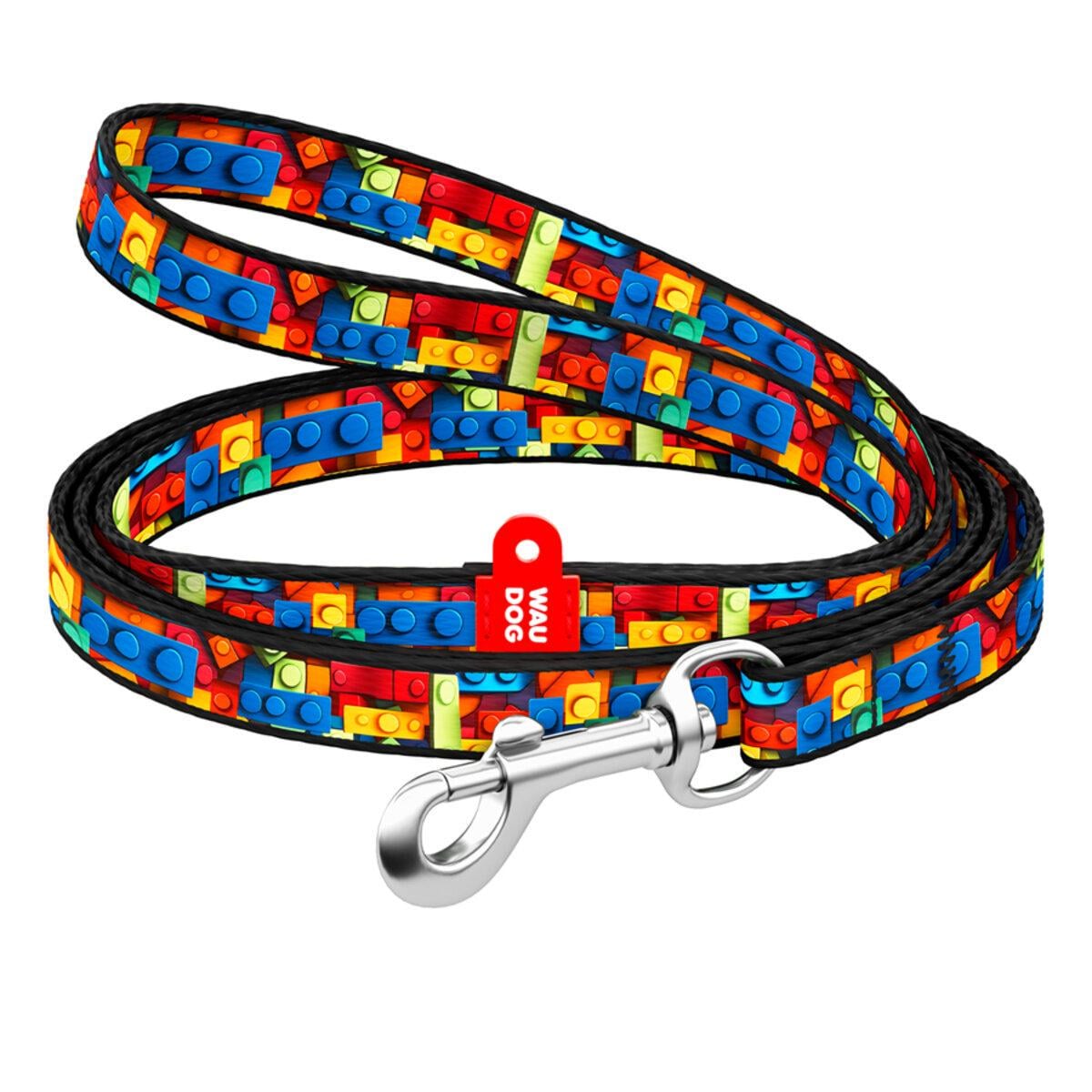 Повідець для котів/дрібних порід собак Waudog Nylon Блоки XS 10 мм х 122 см (369-4056 Col)