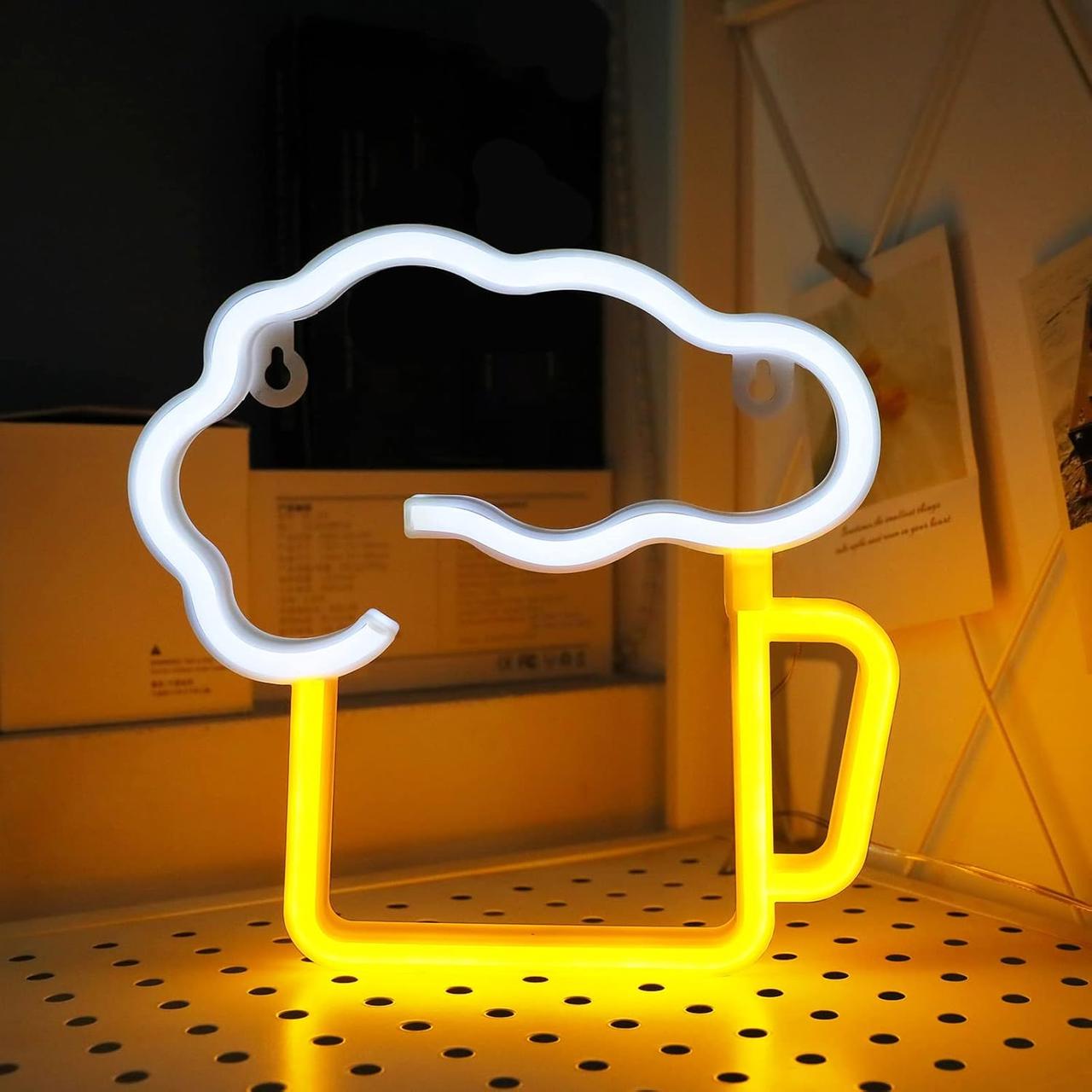 Неоновый светильник Пиво на батарейках/USB 22x22 см Неоновый светильник Пиво на батарейках/USB 22x22 см