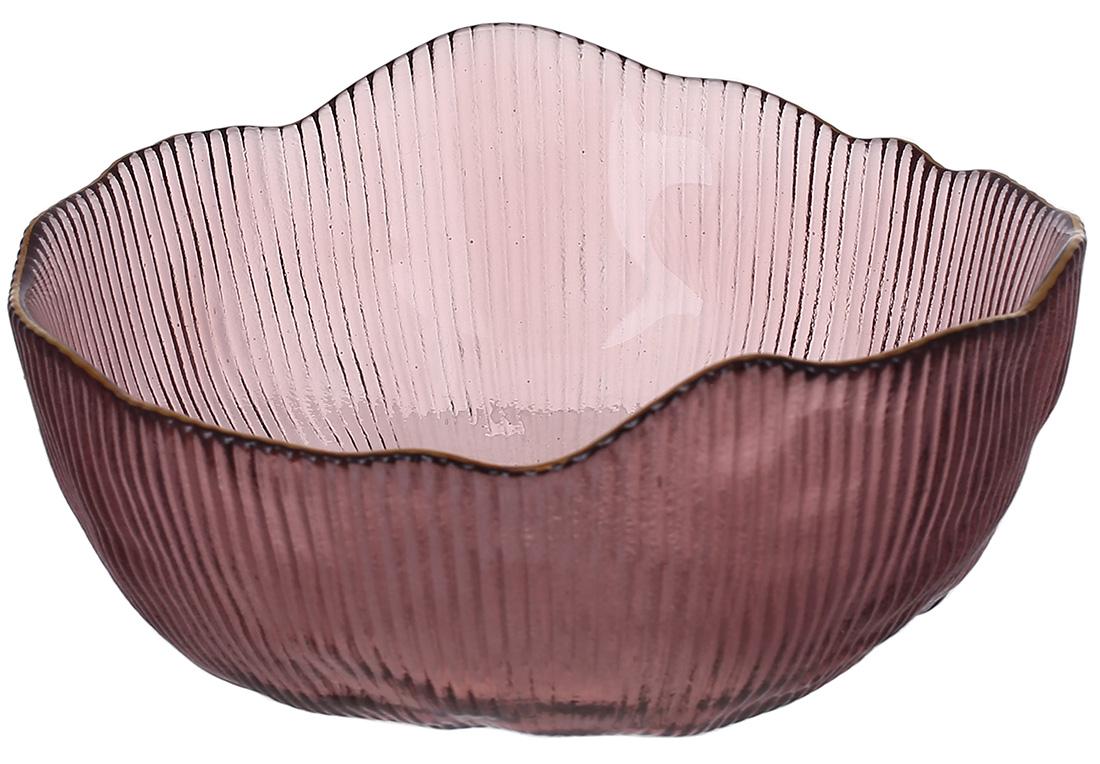 Салатник стеклянный BonaDi Fleur D 13х5,5 см с золотым ободком Пурпурный (992-047)