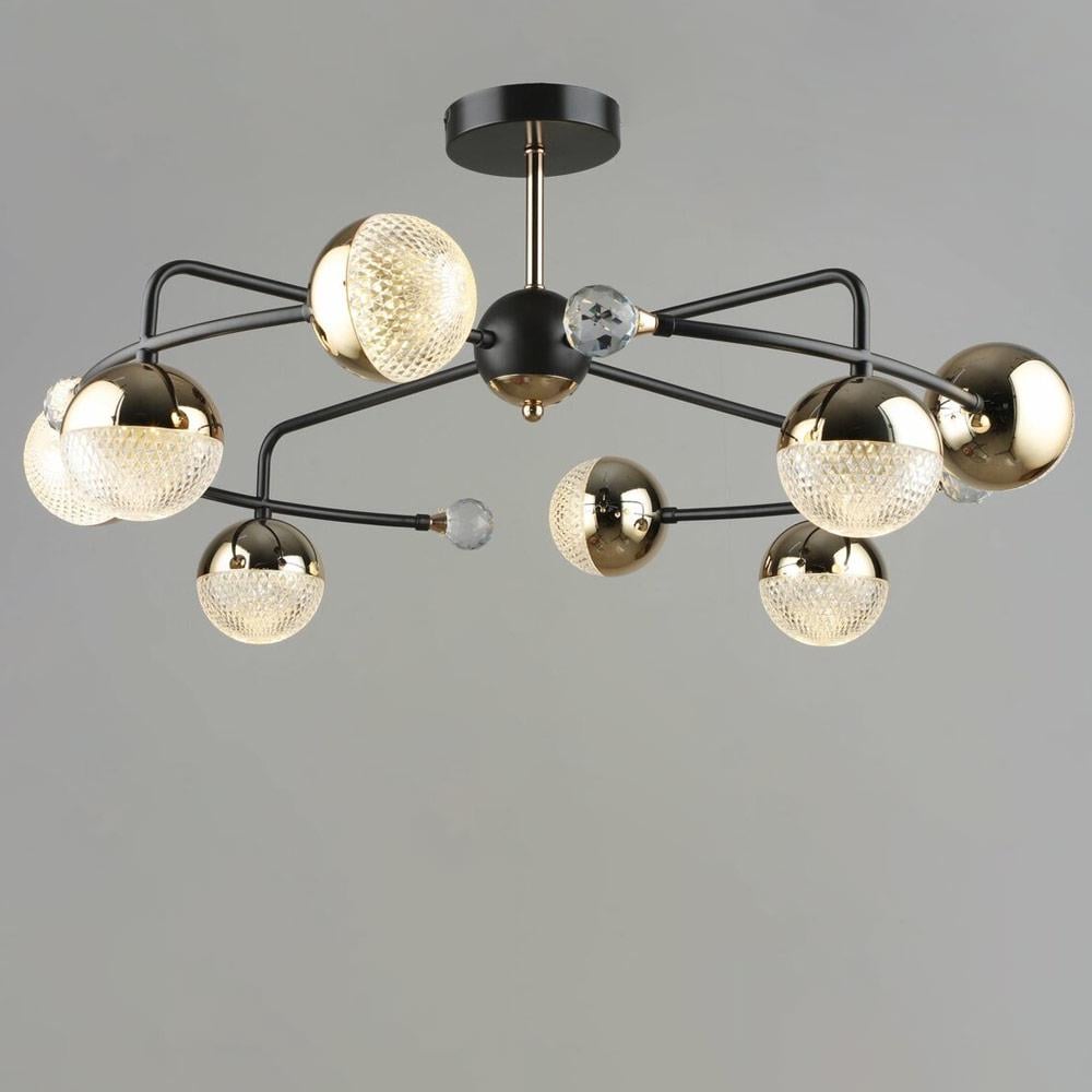 Люстра потолочная светодиодная Light House SRS-19764/8 COFFEE/FGD 112W Кофейный/Золотой