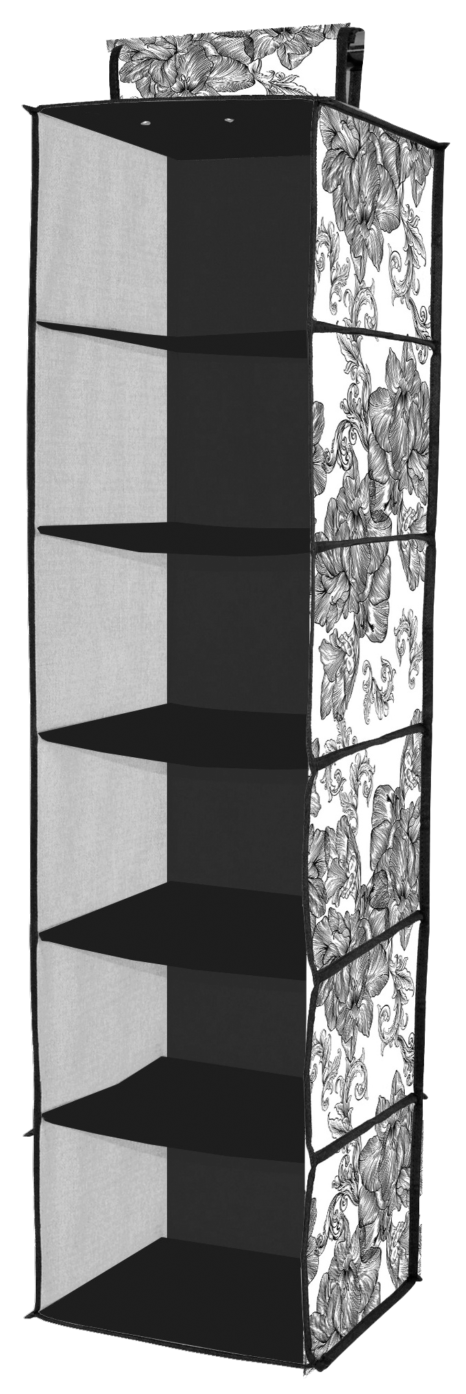 Органайзер для одежды Idea Home NP-121 Anthracite Flowers тканевый подвесной 6 ячеек 28х28х112 см (31185372)