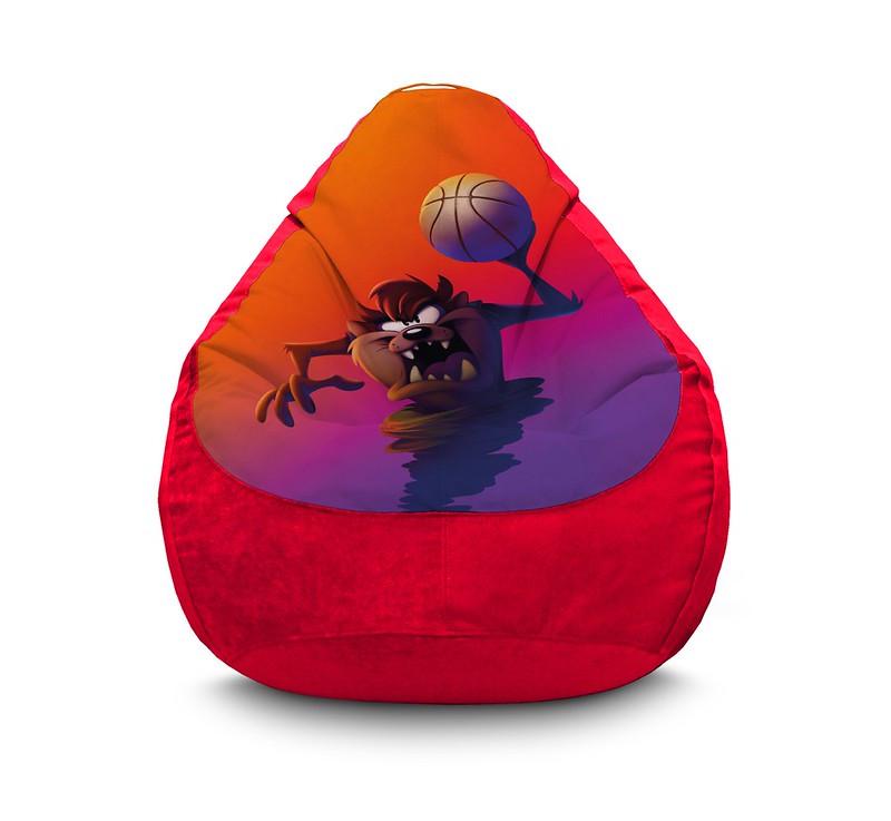 Кресло мешок iPuff Space Jam Tasmanian Devil Флок XL 80x110 см Красный